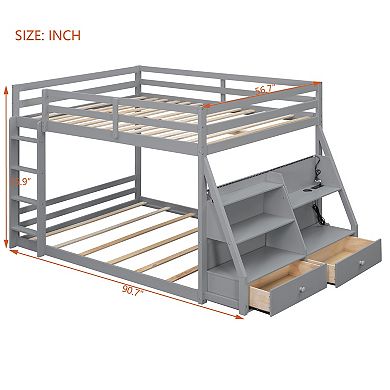 Merax Full Bunk Bed with APP Controlled LED Lights