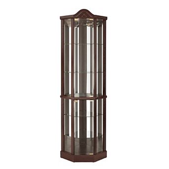 Merax Glass Cabinet Lighted Corner Cabinet Corner Display Curio Cabinet, Glass Display With Light