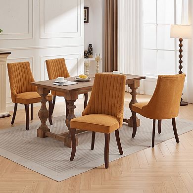 Merax High Back Dining Chair with Rayon Flocking Upholstery & Solid Wood Curved Legs, Set of 2