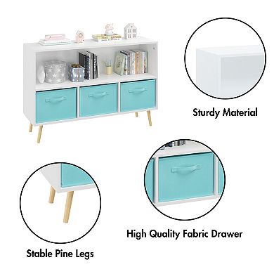 Merax Kids bookcase with Collapsible Fabric Drawers, Children's Book Display