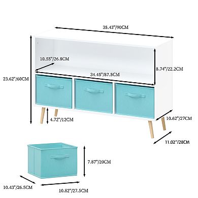 Merax Kids bookcase with Collapsible Fabric Drawers, Children's Book Display