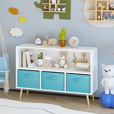 Merax Kids bookcase with Collapsible Fabric Drawers, Children's Book Display