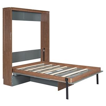Merax Full Size Murphy Bed with Foldable Desk Space Saving Wall Bed