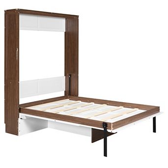 Merax Full Size Murphy Bed with Foldable Desk Space Saving Wall Bed