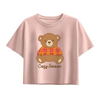 Girls 7-16 Cozy Season Teddy Bear Boxy Tee