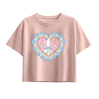Girls 7-16 Coquette Goose Heart Boxy Tee