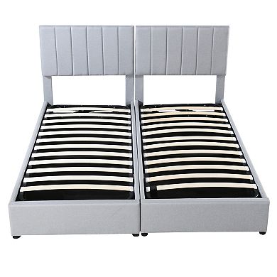 Merax King Size Upholstered Platform Bed with a Hydraulic Storage System