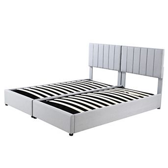 Merax King Size Upholstered Platform Bed with a Hydraulic Storage System