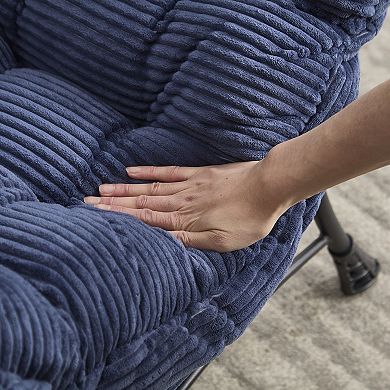 Merax Lazy Chair with Ottoman, Modern Lounge Accent Chair with Armrests and a Side Pocket