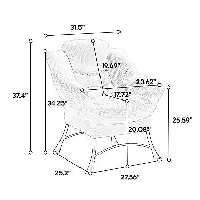 Merax Lazy Chair with Ottoman, Modern Lounge Accent Chair with Armrests and a Side Pocket