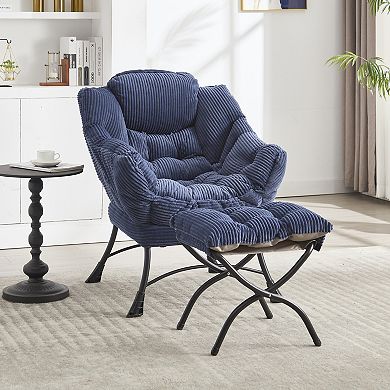 Merax Lazy Chair with Ottoman, Modern Lounge Accent Chair with Armrests and a Side Pocket