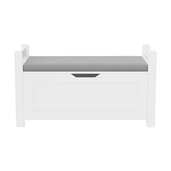 Merax Kids Toy Box Chest, White Toy Box for Boys Girls, Large Storage Cabinet with Cushion