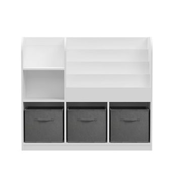 Merax Kids Bookcase and Bookshelf, Multifunctional Bookcase with 3 Collapsible Fabric Drawers