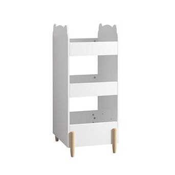 Merax Kids Bookshelf with Chalkboard Side Bear Shaped Wooden Bookcase with 3 tier Storage