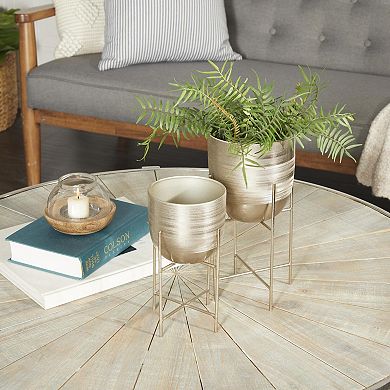 Stella & Eve Metal Small Brushed Dome Planter Set of 2