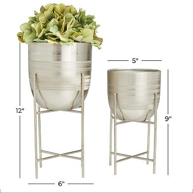 Stella & Eve Metal Small Brushed Dome Planter Set of 2