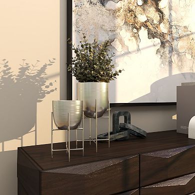 Stella & Eve Metal Small Brushed Dome Planter Set of 2