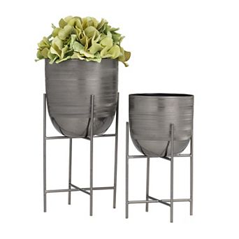 Stella & Eve Metal Small Brushed Dome Planter Set of 2