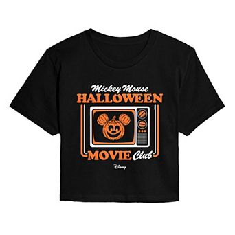 Juniors' Disney's Mickey Mouse Halloween Movie Club Cropped Tee
