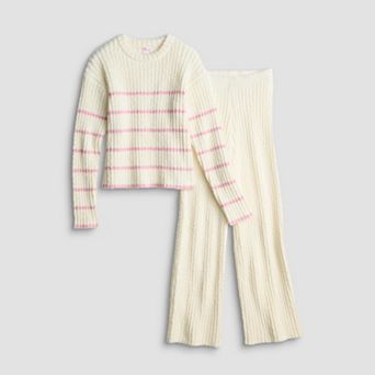 Girls 7-16 Mini Society Striped Teddy Sweater Set