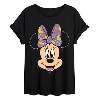 Juniors' Disney's Minnie Mouse Halloween Bow Oversized Tee