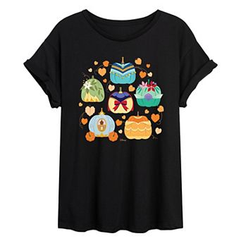 Juniors' Disney Princess Halloween Pumpkin Oversized Tee