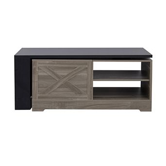 Merax Farmhouse Lift Top Coffee Table with Barn Doors Wood Rectangular Storage Center Table