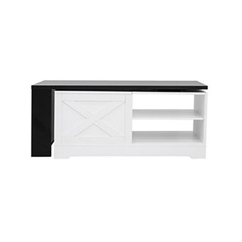 Merax Farmhouse Lift Top Coffee Table with Barn Doors Wood Rectangular Storage Center Table