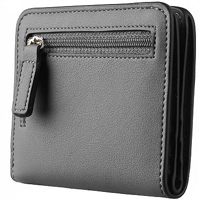 KAUFLY Women's RFID Leather Bifold Wallet, Slim Compact Purse w/ ID Window