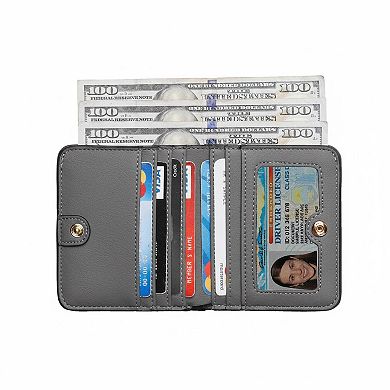 KAUFLY Women's RFID Leather Bifold Wallet, Slim Compact Purse w/ ID Window