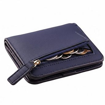 KAUFLY Women's RFID Leather Bifold Wallet, Slim Compact Purse w/ ID Window