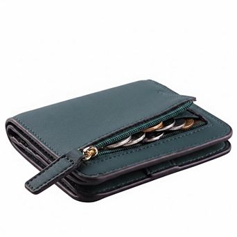 KAUFLY Women's RFID Leather Bifold Wallet, Slim Compact Purse w/ ID Window