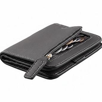 KAUFLY Women's RFID Leather Bifold Wallet, Slim Compact Purse w/ ID Window