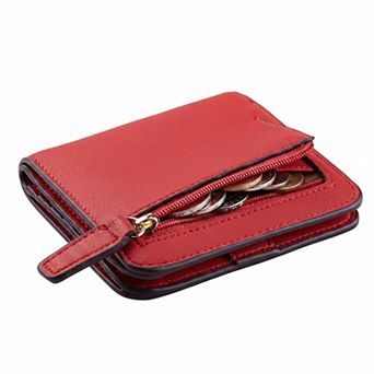 KAUFLY Women's RFID Leather Bifold Wallet, Slim Compact Purse w/ ID Window