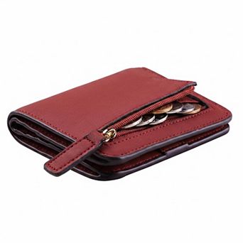 KAUFLY Women's RFID Leather Bifold Wallet, Slim Compact Purse w/ ID Window