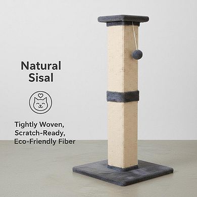 Nicate 32'' Heavy Duty Sisal Cat Scratcher with Hanging Ball Durable Stable Space-Saving
