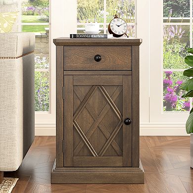 Merax Classic Charging Livingroom End Table with USB Ports and Storage