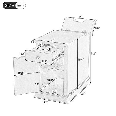 Merax Classic Charging Livingroom End Table with USB Ports and Storage