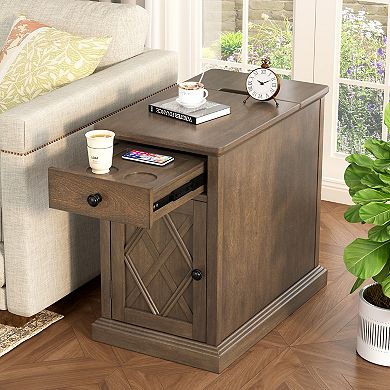 Merax Classic Charging Livingroom End Table with USB Ports and Storage