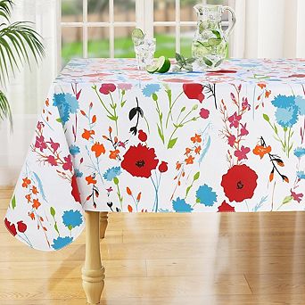 Waterproof Vinyl Tablecloth Flannel Backing Wipeable Indoor Outdoor Use