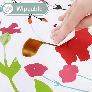 Waterproof Vinyl Tablecloth Flannel Backing Wipeable Indoor Outdoor Use