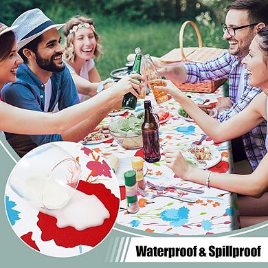Waterproof Vinyl Tablecloth Flannel Backing Wipeable Indoor Outdoor Use
