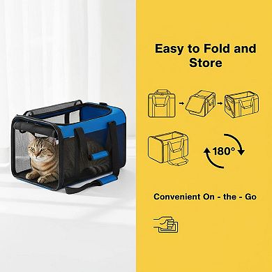 Petsfit Soft-sided Pet Carrier 4-sided Mesh Collapsible for Small Dogs Large Cats Up To 20lb