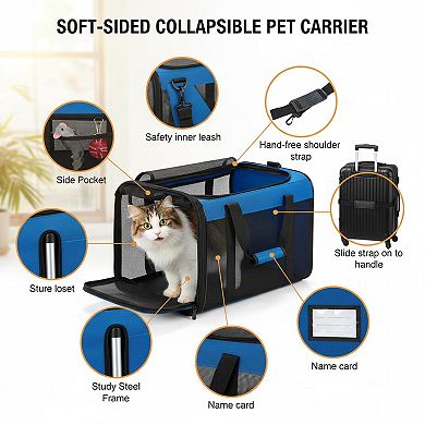 Petsfit Soft-sided Pet Carrier 4-sided Mesh Collapsible for Small Dogs Large Cats Up To 20lb