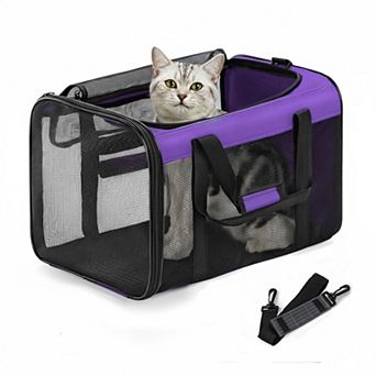 Petsfit Soft-sided Pet Carrier 4-sided Mesh Collapsible for Small Dogs Large Cats Up To 20lb