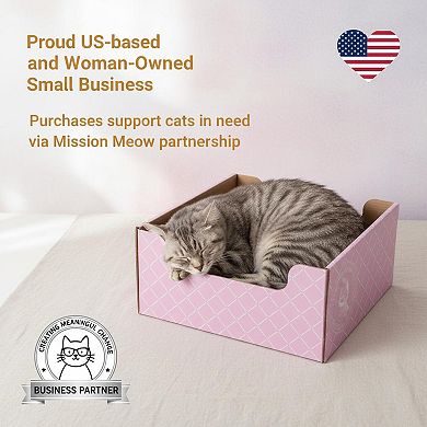 Nicate Cardboard Cat Scratcher Box Bed: Double-sided Pad for Indoor Cats