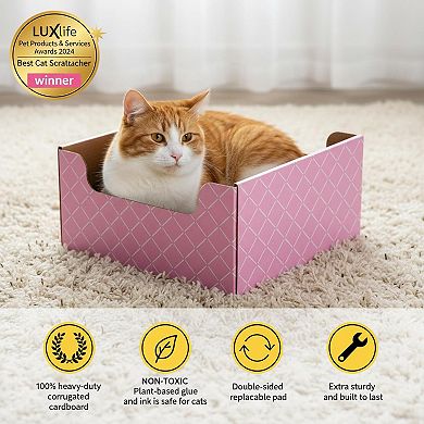 Nicate Cardboard Cat Scratcher Box Bed: Double-sided Pad for Indoor Cats
