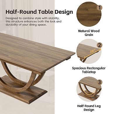Merax 6-Piece Wood Half Round Dining Table Set with Long Bench and 4 Chairs Modern Style