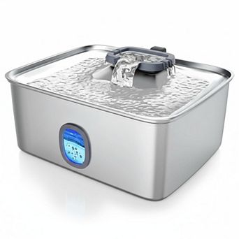 Petsfit 4Gal Large Dog Water Fountain Stainless Steel Window LED Light Ultra Quiet