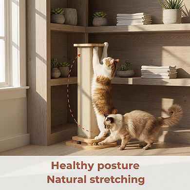Nicate Corner Cat Scratcher with Track Balls Sisal Scratch Pad Wall Protector Space-Saving